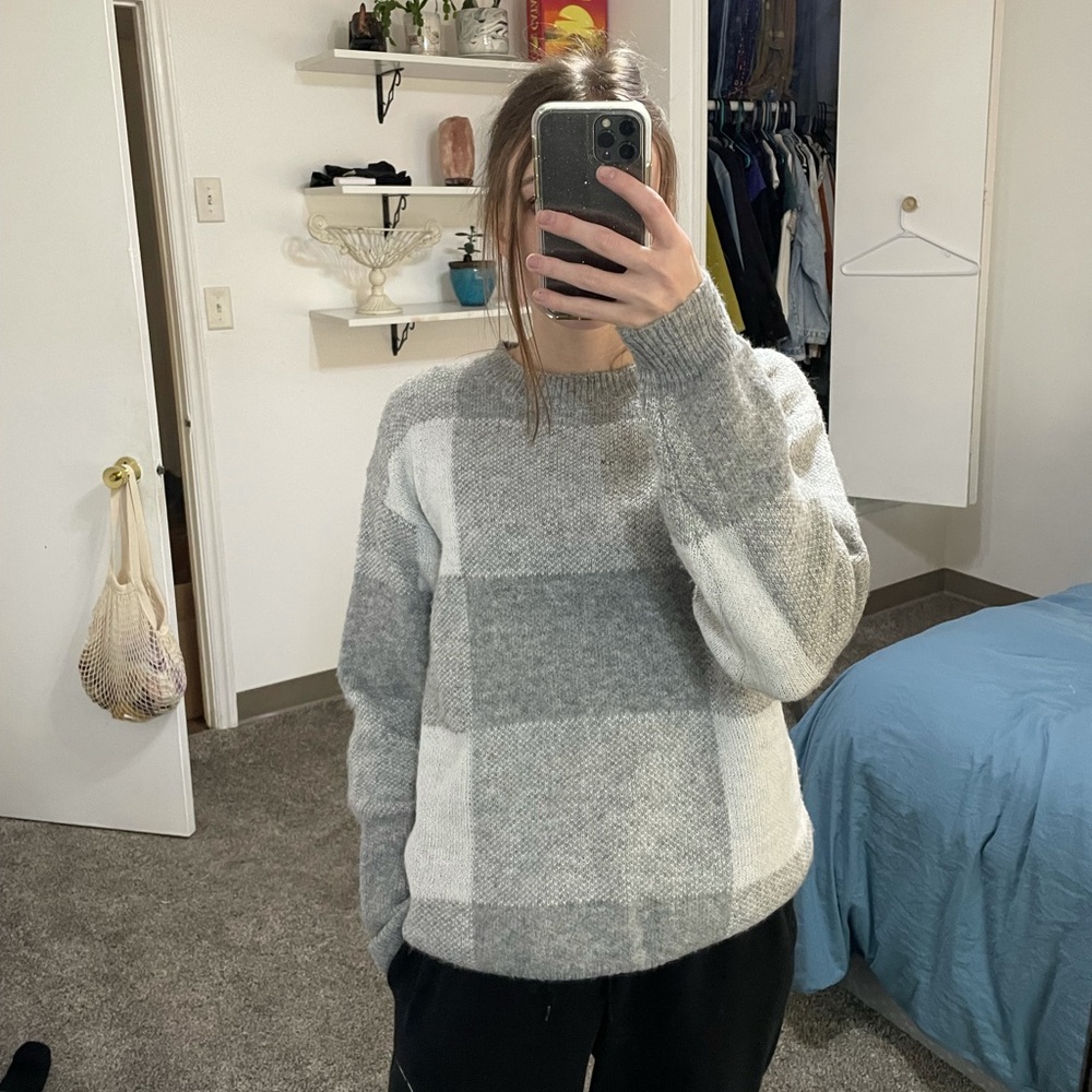 Grey plaid sweater from WannaB